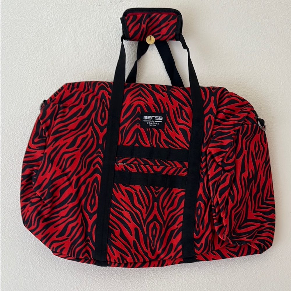 NEW IN BAG Red and Black Zebra Print Duffel Bag